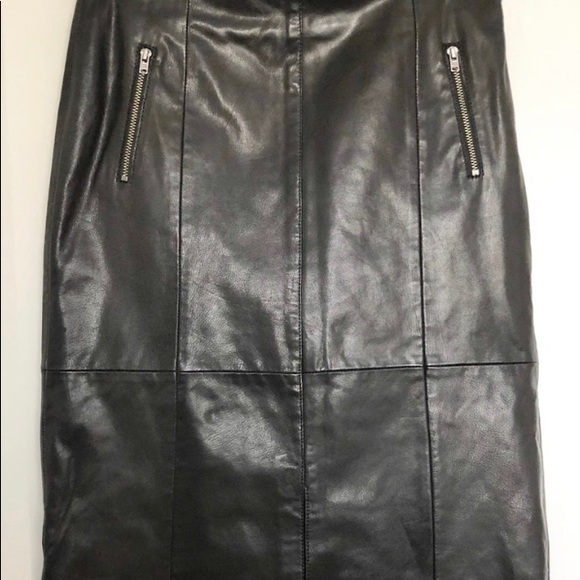 COPY - Halogen Leather Black Pencil Skirt Sz 4 - Picture 2 of 4
